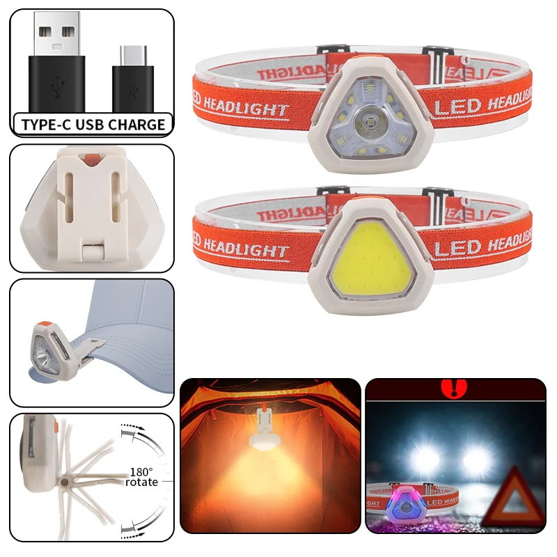 Imagem -03 - Led Sensor Farol Lanterna Principal Lanterna Recarregável Poderoso Pesca Faróis Novo 2024