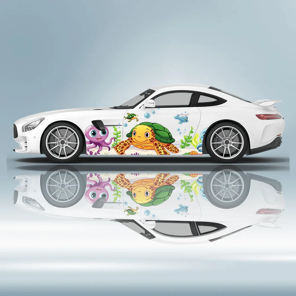Green sea turtle seaweed algae squid latte sticker car sticker full body sticker decoration covering scratches protect car stick