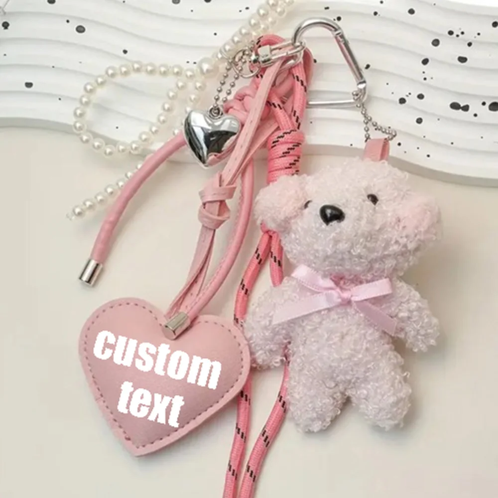 

Personalized Engraved Bear Bag Hanging Ornament Custom Text Bear Pendant for Bag Backpack Decor Lovely Gift for Kids Friends