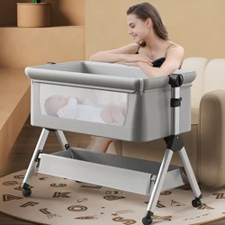 Berceau pliable mobile anti-déversement pour bébé, lit pliant multifonctionnel, lit Queen, réglage en hauteur, épissure anti-déversement, nouveau