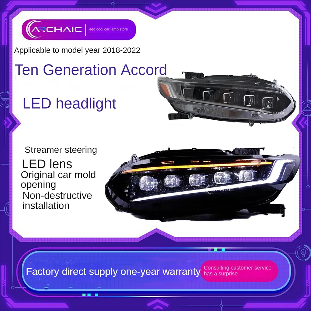 For The 10th generation Accord LED car headlight assembly is suitable for the 18-22 Honda Accord modification process