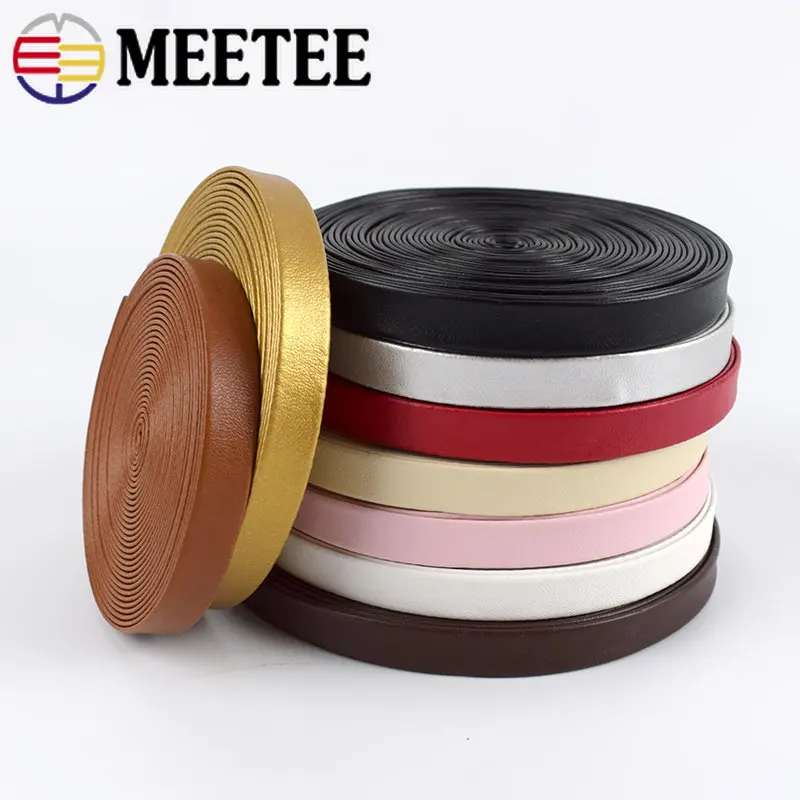 10Meters Meetee 5-30mm Leather Cords Colored Soft PU Ribbon  Decoration Hide Rope DIY Bracelet Bags Clothes Edge Accessories