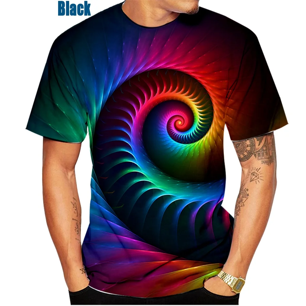 2023 Fashion Newest 3D Printing T Shirt Black And White Vertigo Hypnotic Unisxe Funny Short Sleeved Tees Men/women Tops