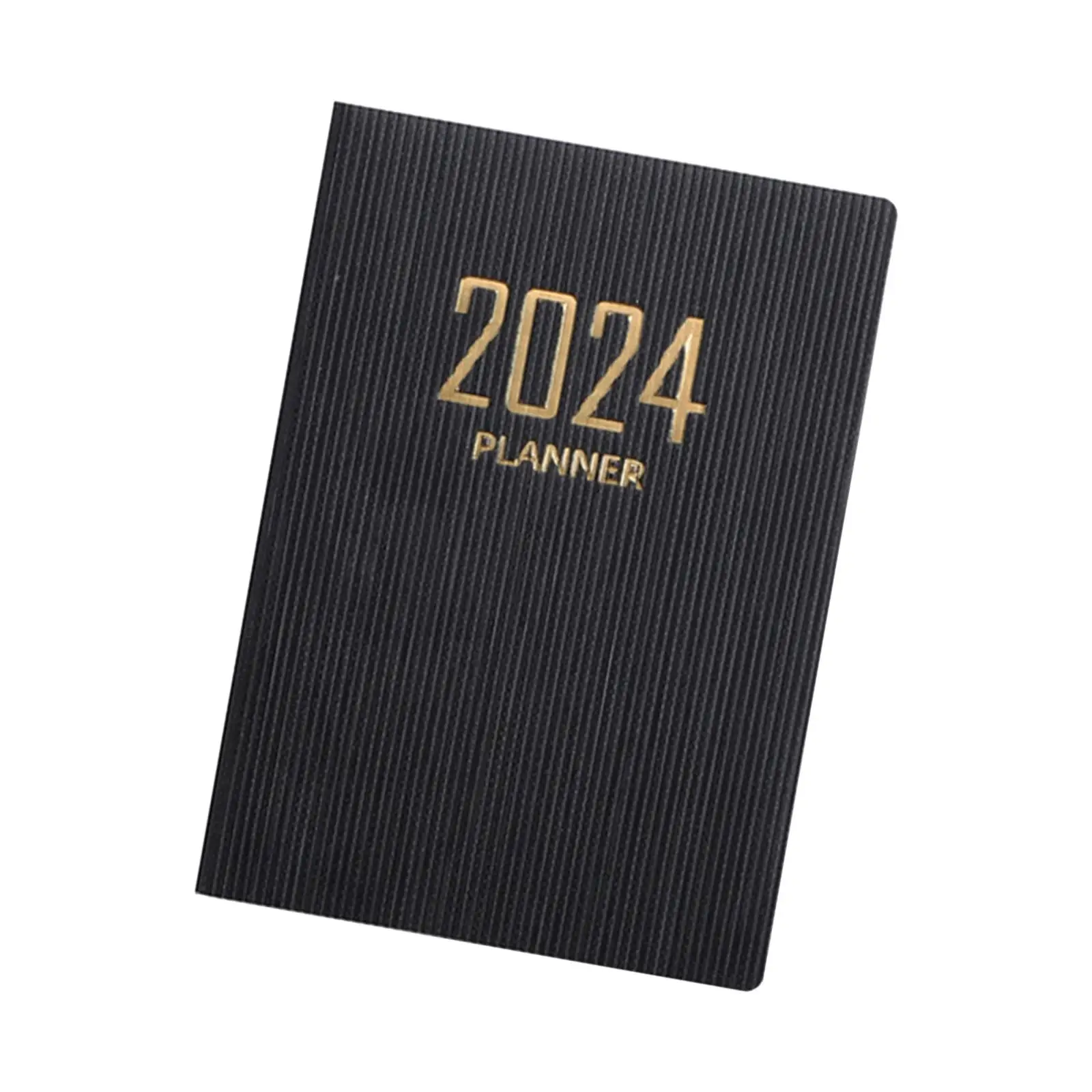 Notebook Planner 2024 with PU Texture Cover Thick Paper Writing Pad for Pocket Bag Carry Daily Weekly Monthly Schedule