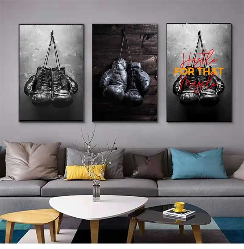Style Picture Wall Art Modular Home Decoration Painting Print Poster for Living Room Cuadros Boxing Gloves Vintage Canvas Nordic