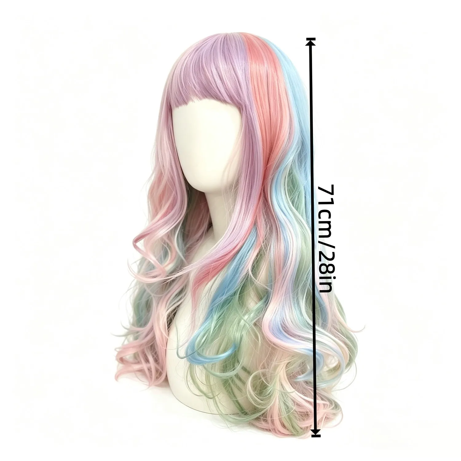 Pink Body Wave Wig 24 Inch Pastel Pink Ombre For Women Cosplay Party Heat Resistant Synthetic Wig