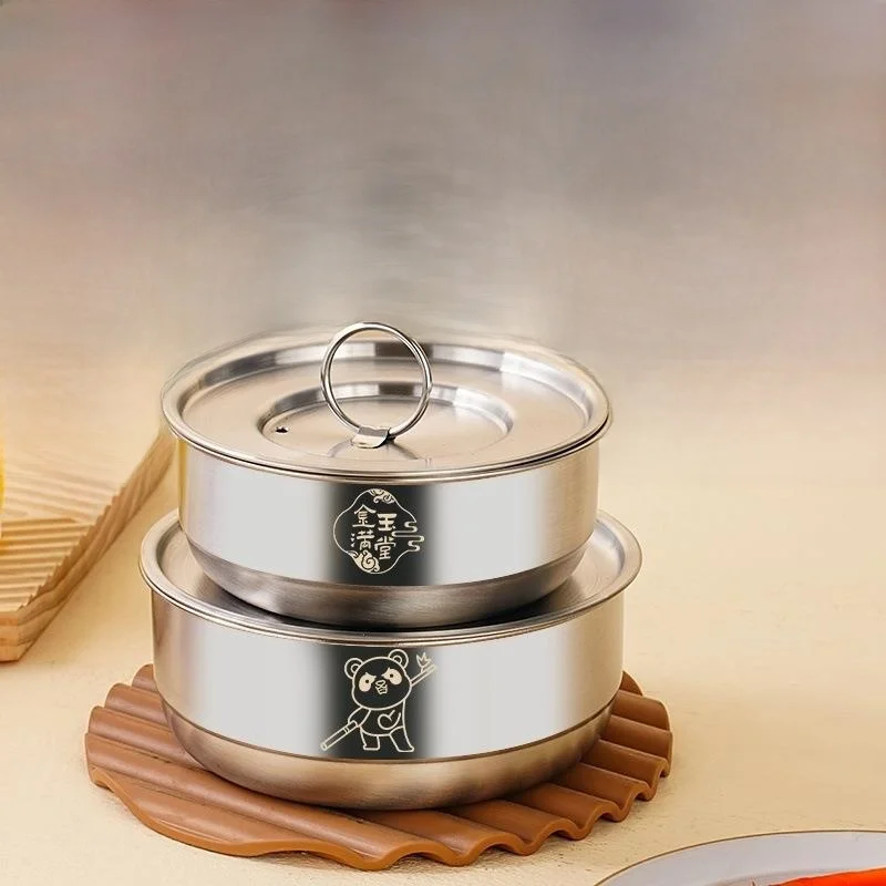 

2026 New 304 Stainl Steel Steng Bowl with Lid Multi-Purpose Sted Egg Soup Pot Rice Pudding Special High Aesthetic Value