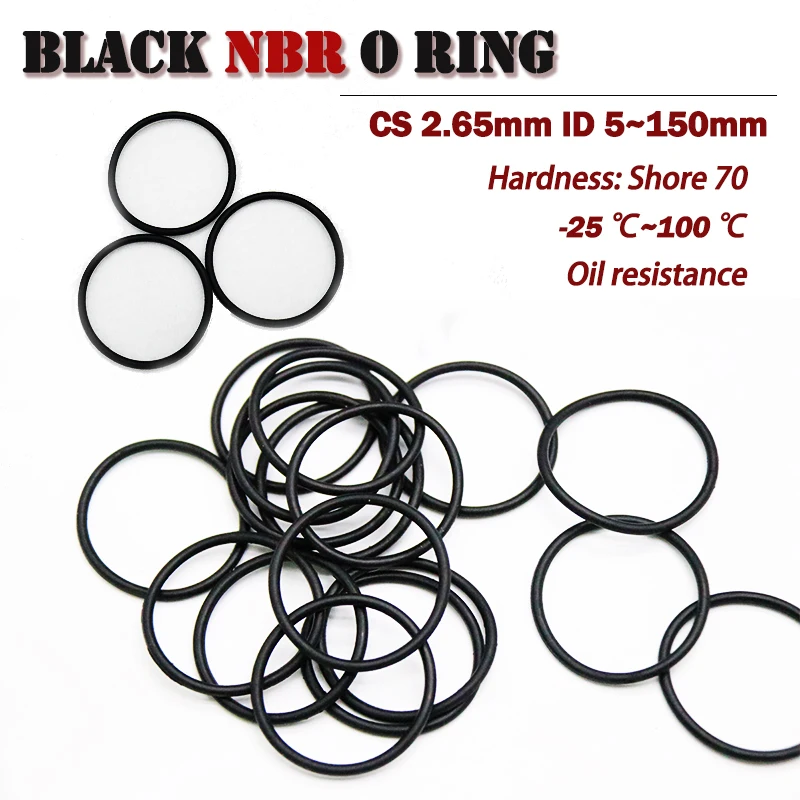 

NBR O-ring thickness CS 2.65mm ID 5~150mm Black Nitrile Butadiene Rubber Ring High Temperature Resistant O Ring Sealing Gasket
