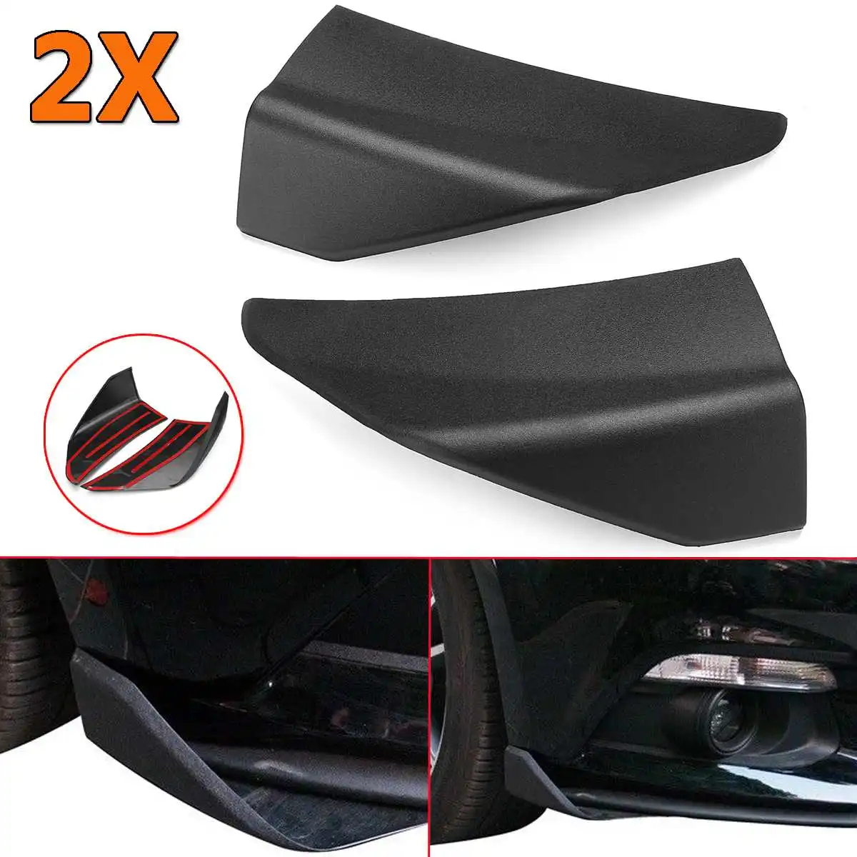 A Pair Car Front Bumper Splitter Lip Chin Spoiler Diffuser Winglets Protector For 2015-2017 For Ford For Mustang ABS Plastic