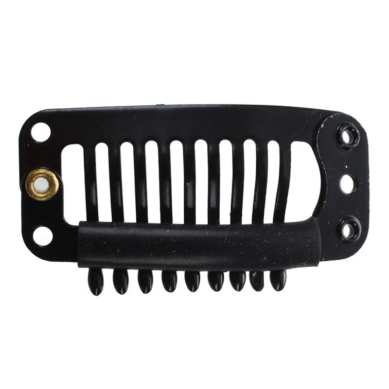 

200Pcs Black Nine-Tooth Clip For Hair Extension Snap Clip For DIY Use(Black)32MM L