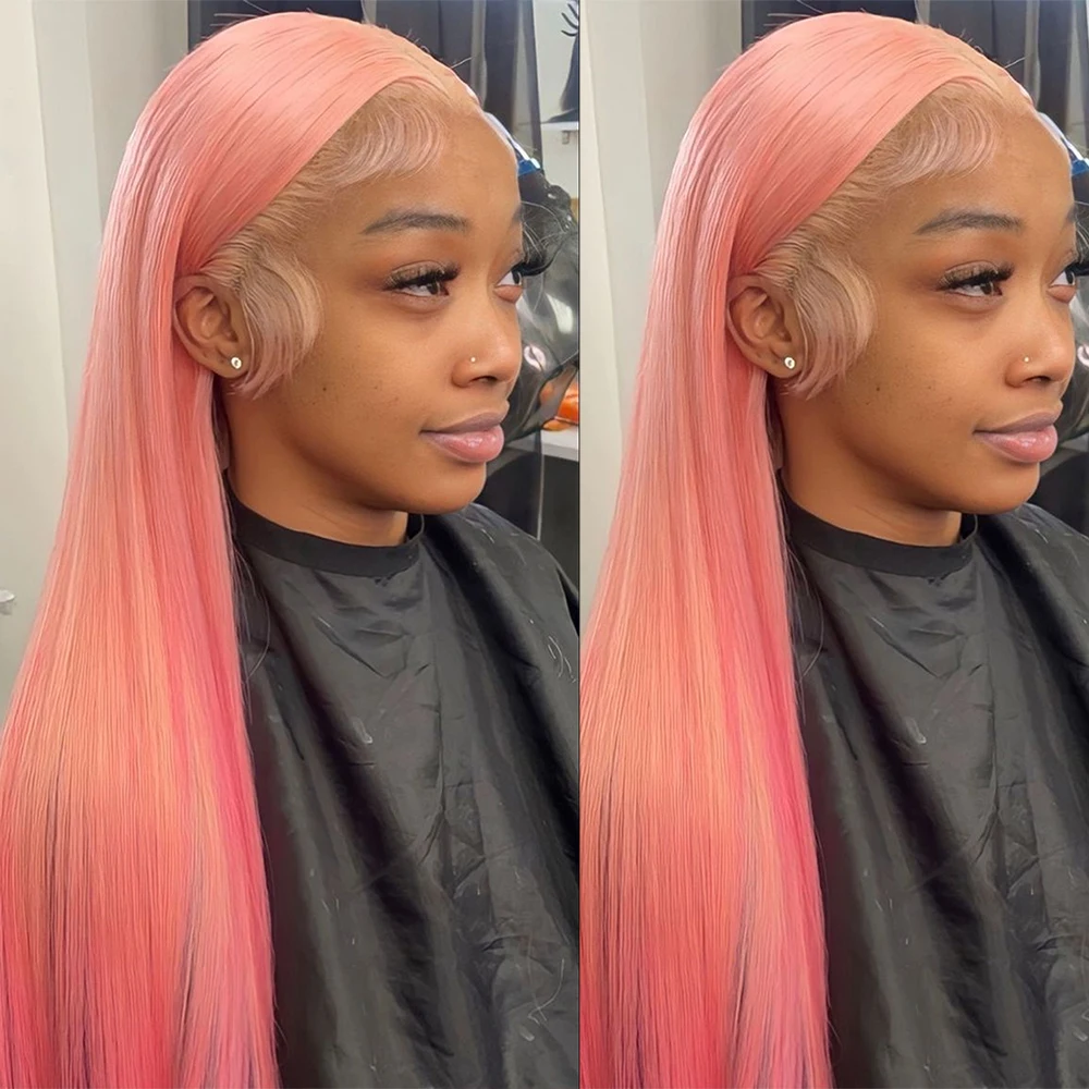 

Light Pink Hd Lace Front Wig Bone Straight 13x6 Hd Frontal Human Hair 13x4 Transparent Lace Colored Wigs For Women Brazilian