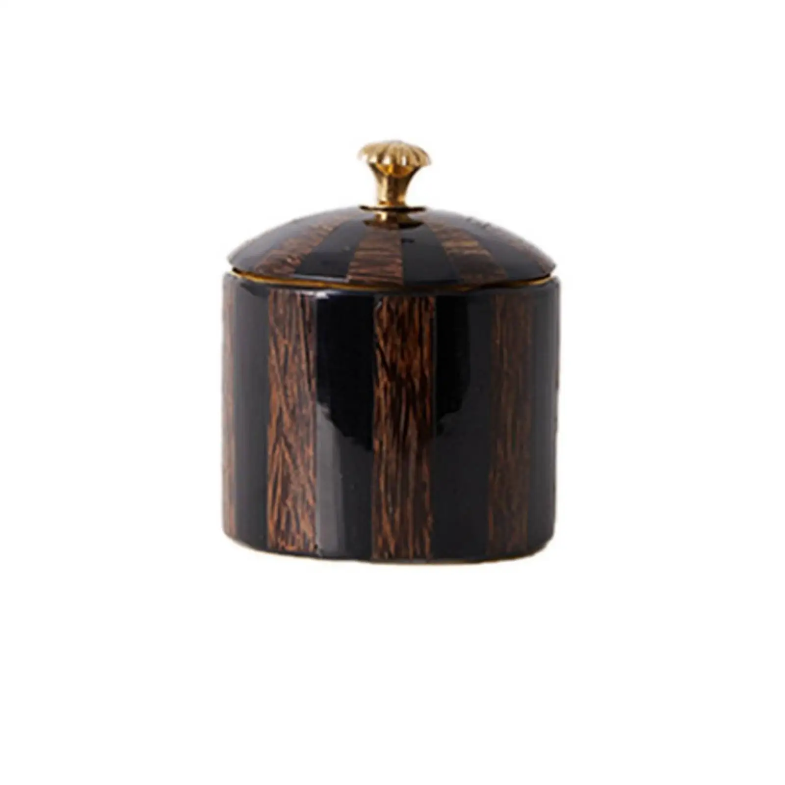 Mango Wood Cylinder Jewelry Box with Copper Details Lidded Container for Rings Earrings Necklaces Tabletop Shelf Organizer