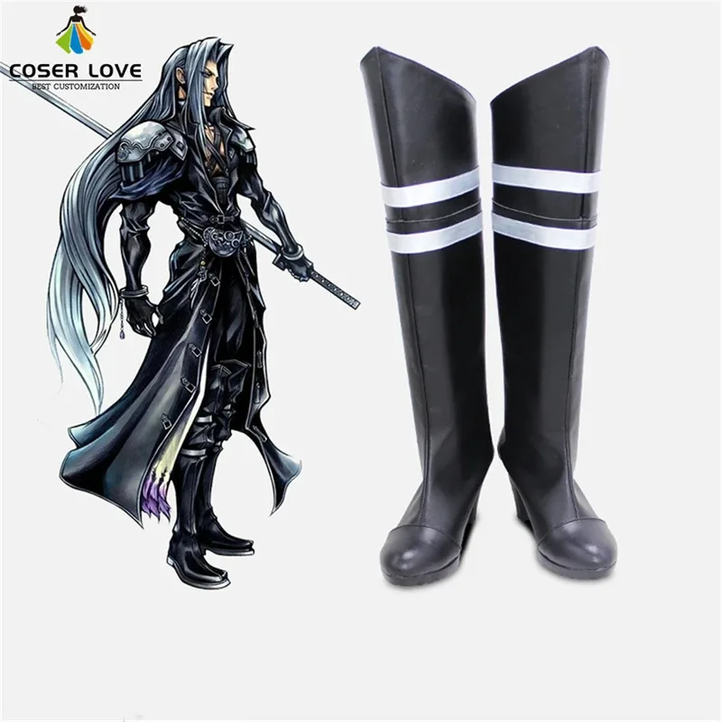 

CyFinal Fantasy VII Sephiroth Обувь для косплея Сапоги для Хэллоуина Карнавал Профессиональная обувь ручной работы