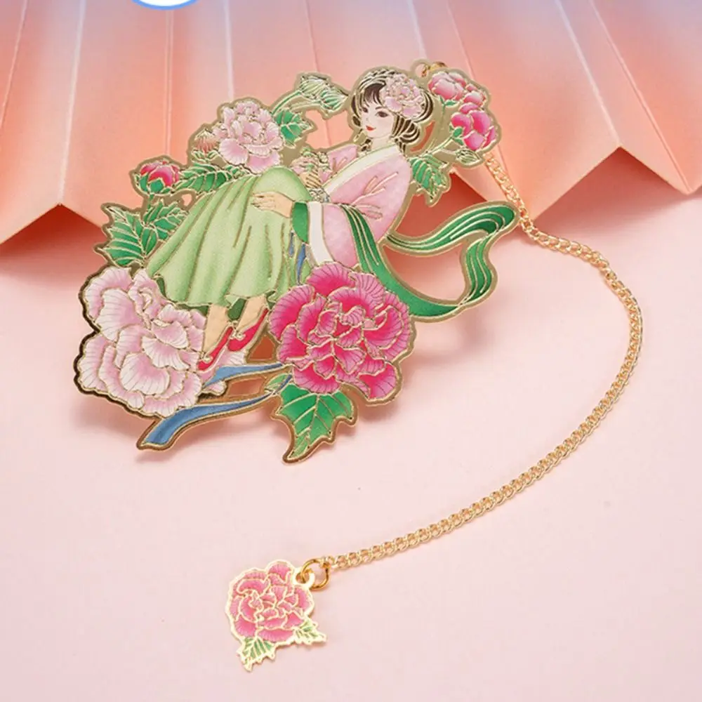 Retro Metal Bookmarks Hollow Flower Fairy Book Clip with Tassel Pendant Pagination Mark Students