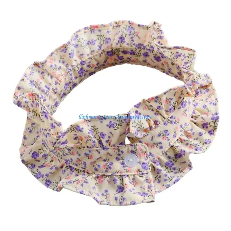 573B Spring Print Detachable Collar With Ruffle Lace Trim   Accessory For Women