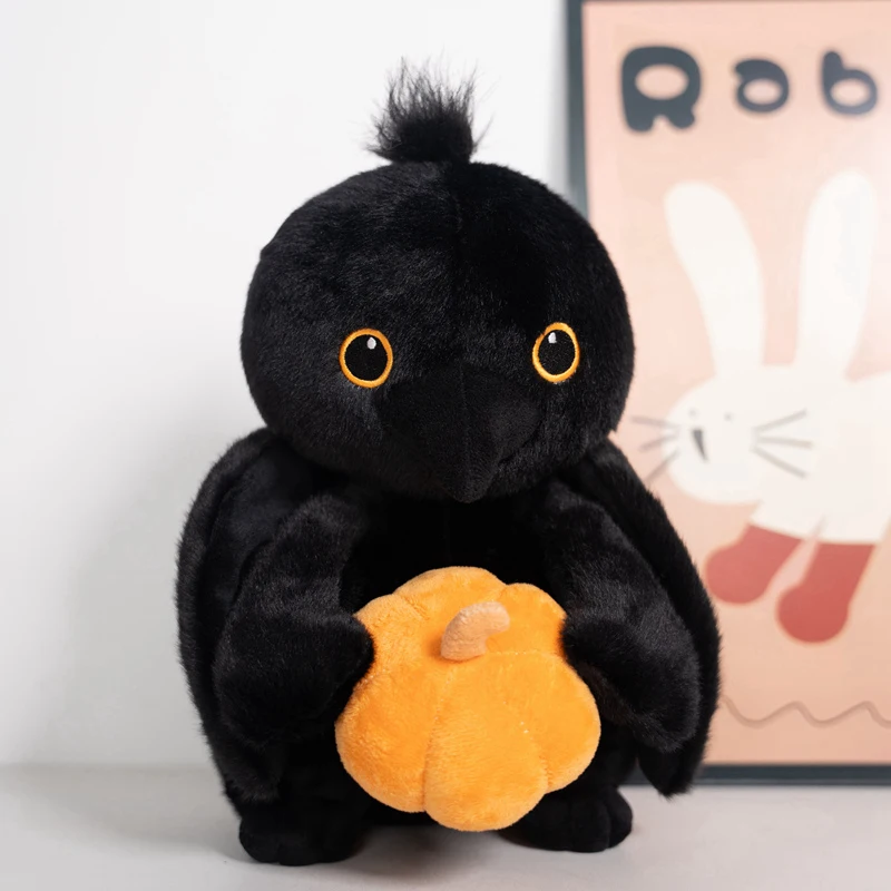 30cm Duże Oczy Czarny Kruk Dynia Lalka Pluszowa Zabawka Halloween Ciemność Straszny Zwierzak Pluszak Prezent na Urodziny Imprezę