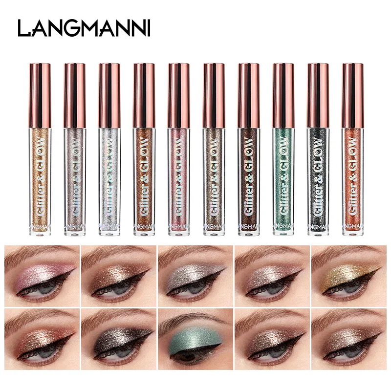 10-Piece Diamond Glitter Liquid Eyeshadow Set, Long-Lasting Shimmer, High-Pigment Sparkling Eye Makeup, Perfect for Glamorous