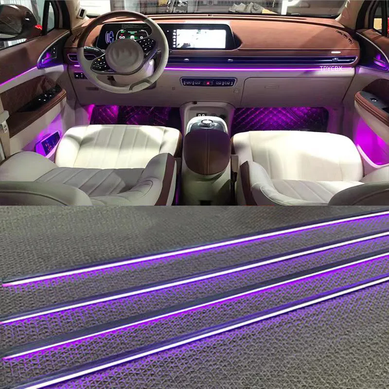 Universal 18 in 1 LED Car Ambient Lights RBG 64 Color Interior Acrylic Strip Light Guide Fiber Optic Decoration Atmosphere Lamp
