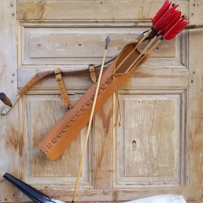 Halloween Men Medieval Costumes Retro Knight Bow Arrow Quiver Tube Archery Hunting Shooting Props PU Leather Accessories