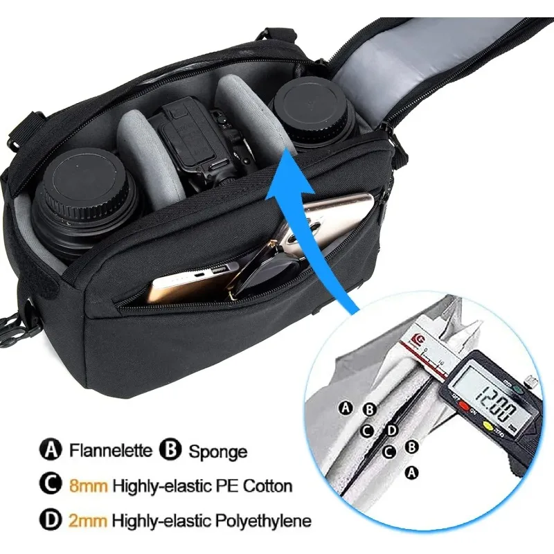 Waterproof One-Shoulder Sling Bag for DSLR SLR Camera Lens Waist Bags for Outdoor Photography Hiking Travel Portable Handbag view 3
