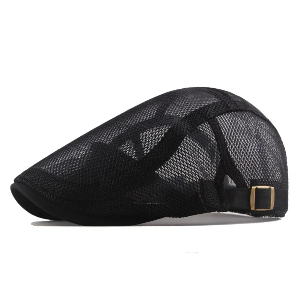 Fashionable and Trendy Mens Breathable Mesh Ivy Hat Cap Retro Style Summer Newsboy Beret Ascot Flat Cabbie Hat