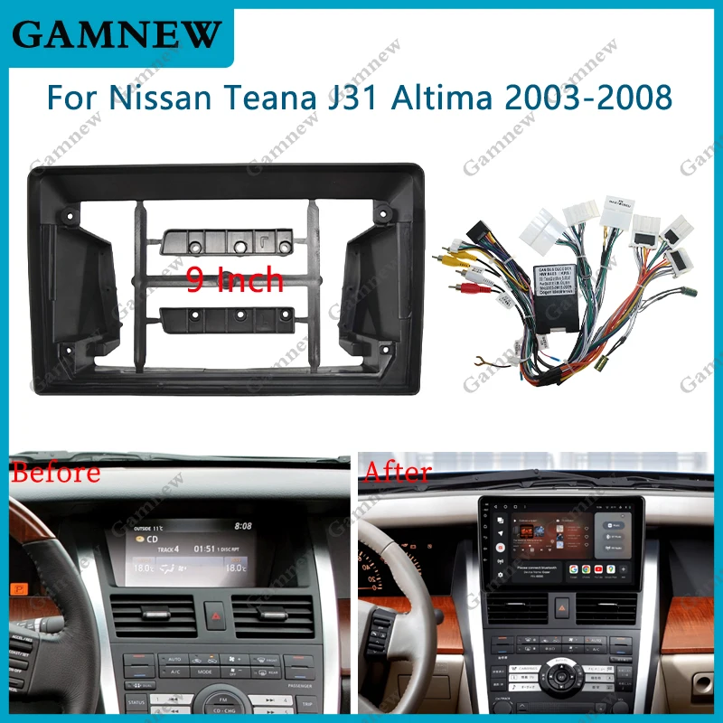 

9 Inch Car Frame Fascia Adapter Canbus Box Decoder For Nissan Teana J31 Altima 2003-2008 Android Radio Panel Kit