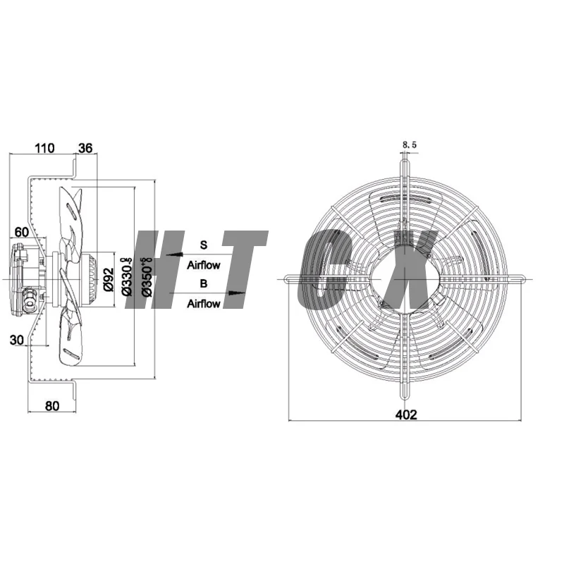 Brand New Original YWF4E-330S 220-240V 50Hz 100W 0.5A AC external rotor axial flow fan