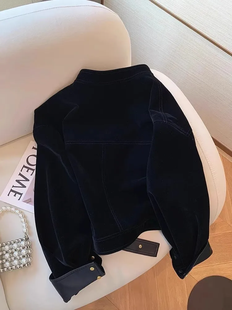 Giacca in Pelle PU Stile Americano per Donna, Design Primaverile e Autunnale di Alta Qualità, Versatile e Snellente, Cappotto Monocolore Caldo