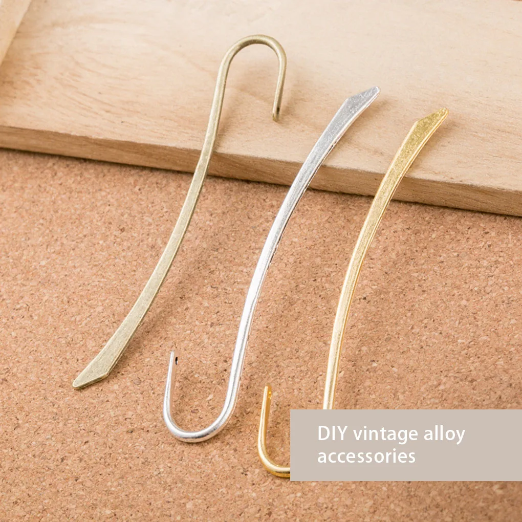 50 Pieces Hook Bookmark Zinc Alloy Jewelry Making Bookmarks Home Office Decor Collection Hairpin DIY Crafts Copper