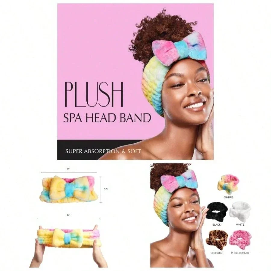 

Плюшевая повязка для спа-процедур, мягкая флисовая эластичная повязка с бантом для женщин, для душа и умывания лица