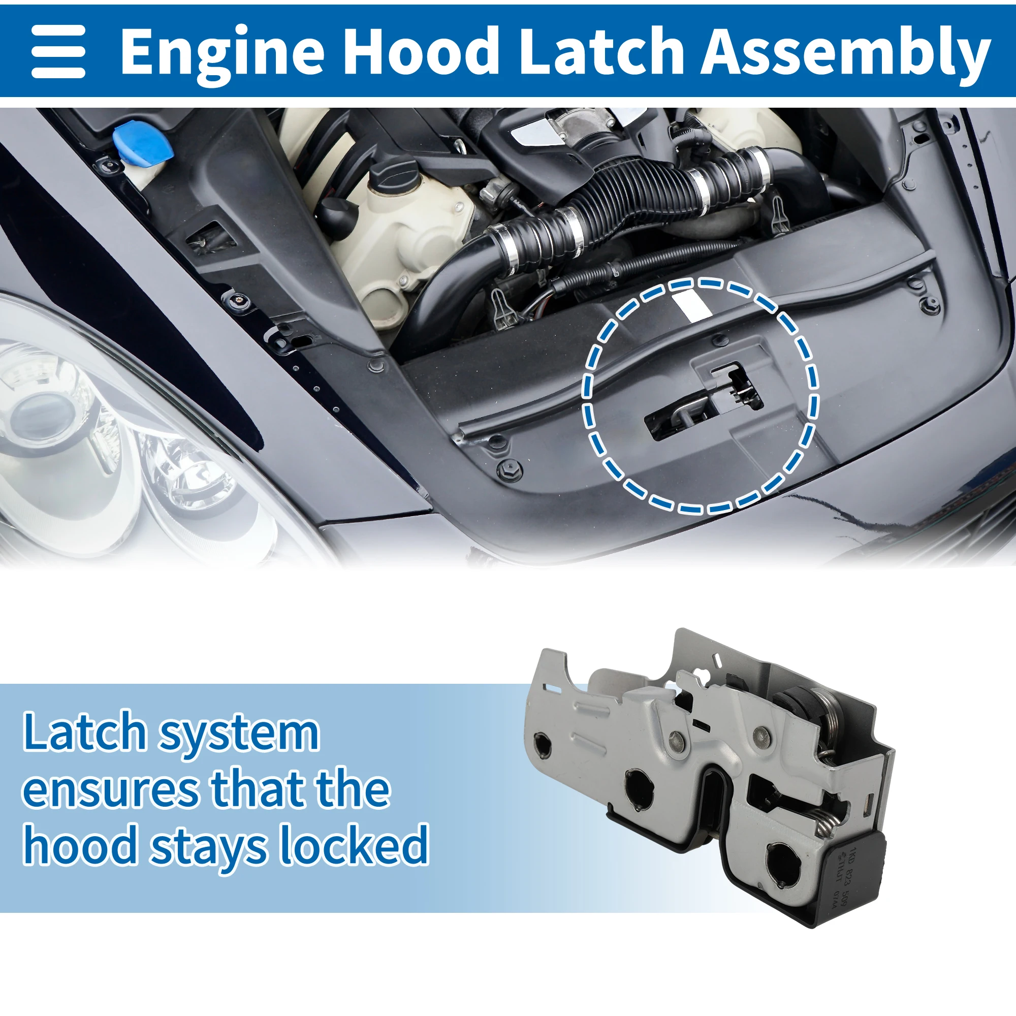 UXCELL Hood Latch Assembly for Volkswagen RABBIT 2006-2009 Engine Hood Latch Lock Release No.1KD823509