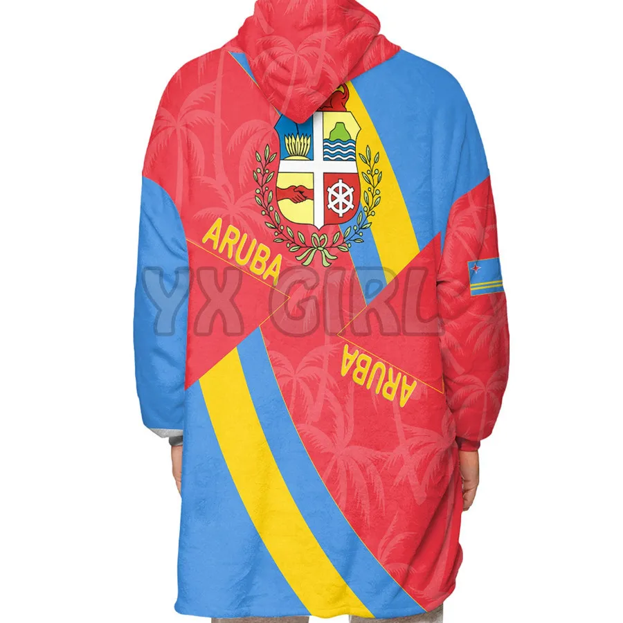 Aruba Oodie Blanket Hoodie 3D Printed Winter Hoodie Women for Men Kids Winter Warm Plush Pajamas