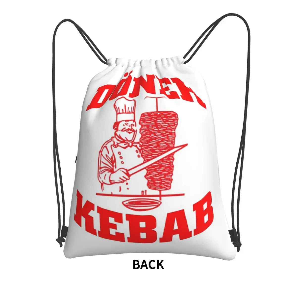 Doner Kebab Print Backpacks Casual Drawstring Bundle Pocket Sports Bag Book Bags for Man Woman Students