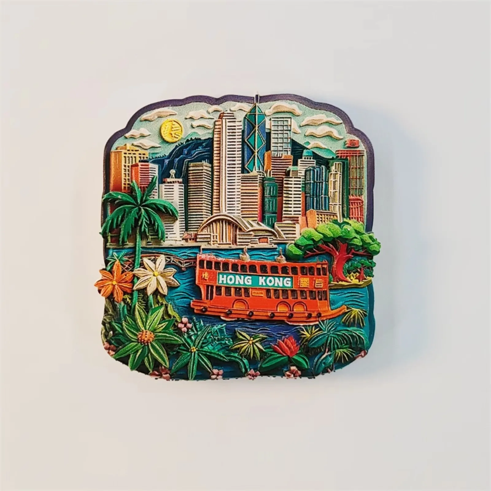 

Hong Kong Landscape Refrigerator Magnet Home Decor Fridge Sticker Hand-painted China Souvenir Gifts Collection