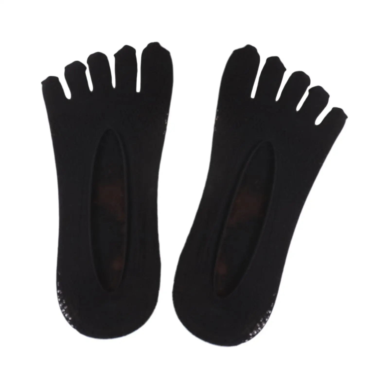 جوارب صيفية بخمسة أصابع رياضية غير قابلة للانزلاق عند أصابع القدم بفم ضحل بلون سادة