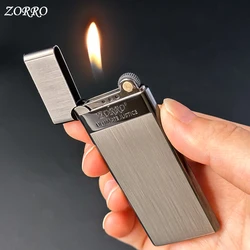 ZORRO 636 Metal Ultra-thin  Butane Gas Inflatable Grinding Wheel Ignition Lighter Cigarette Lighters High-end Men's Small Tools