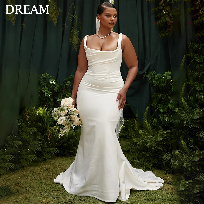 

DREAM Customized Plus Size Ivory Wedding Dresses Floor-Length Mermaid Sweep Train Brides Dress Women Vestidos De Novias 2025