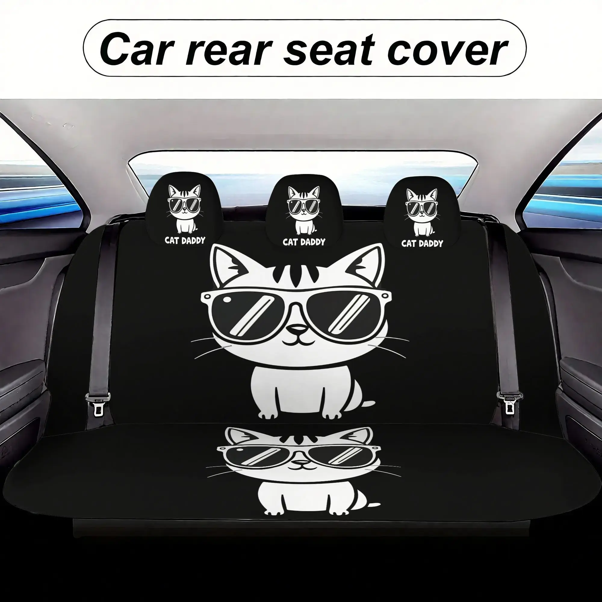 CAT DADDY Car Seat Covers Set 7pcs, Universal Fit For Men And Women, Includes 2 Front Seat Covers, 1 Rear Seat Back Cover, 1 Rea