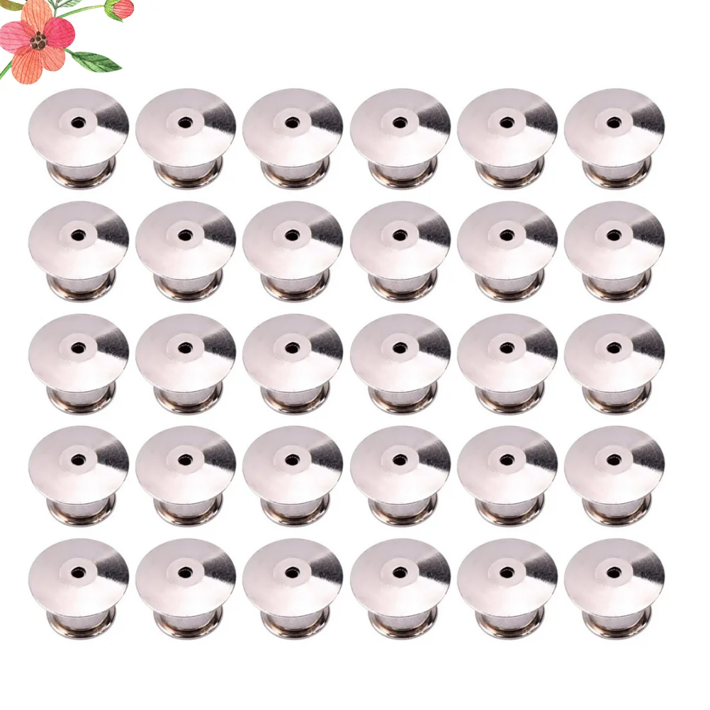 

30Pcs Card Cap Badge Accessories Flat Locking Metal Pin Backs Durable for Brooch Pins Name Tags Bags Lanyards Hat Jewelry