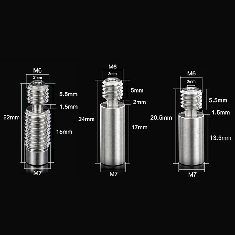 مقاومة درجات الحرارة العالية M6 الخيوط مقاومة للاهتراء السلس سبائك التيتانيوم أنبوب الحلق لملحقات الطابعة E3D V3D