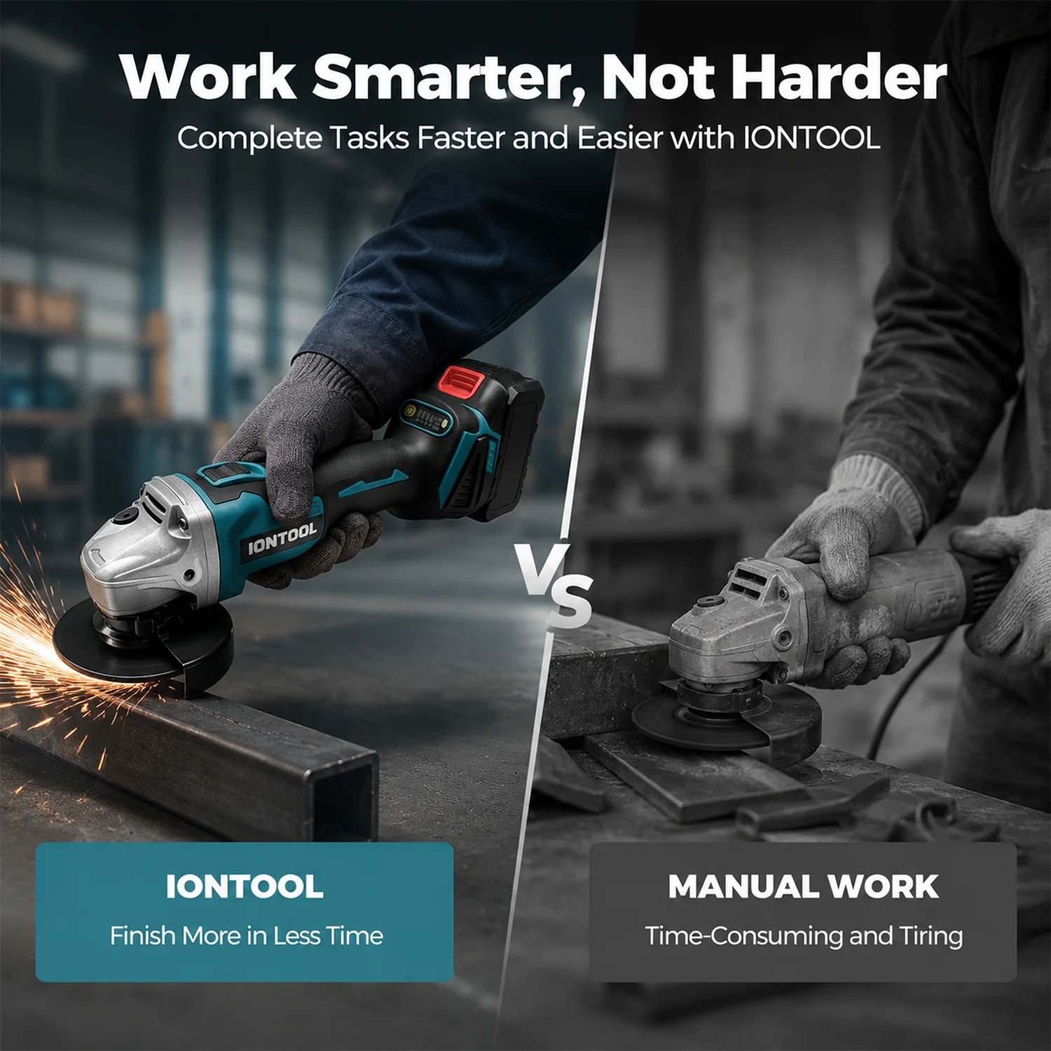 IONTOOL Cordless 100mm Angle Grinder Tool For Workpiece Polishing Burr Trimming Household Renovation On‑site Processing Tasks