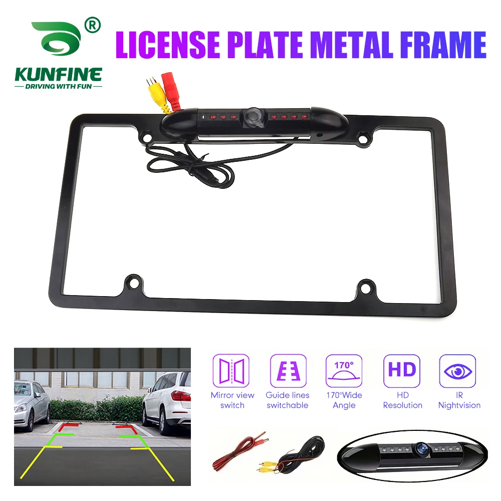 American License Plate Frame Waterproof Car Rear View Camera US Reverse Backup Camera IR Night Version Parking Assistance 8LED