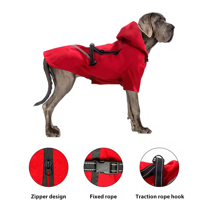 Adjustable Pet Raincoat Dog Rain Coat Waterproof Custom Dog Jackets With Hood Large Dog Rain Coat