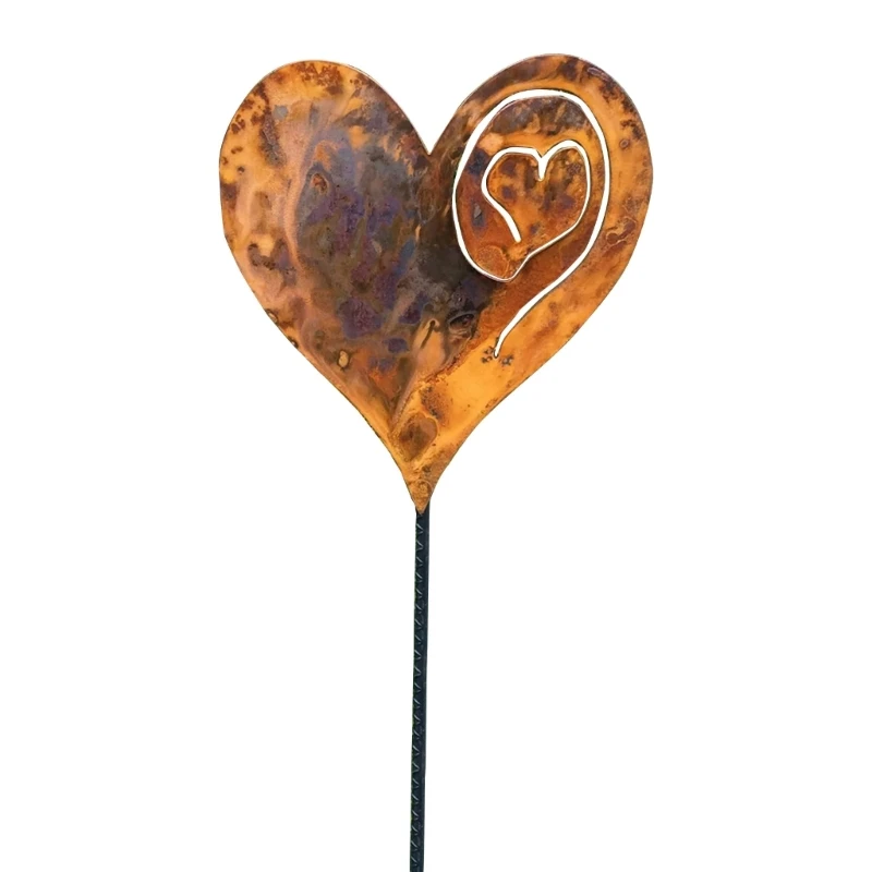 

Metal Rusted Heart Garden Stakes Art Crafts Statues Backyard Lawn Garden Yard