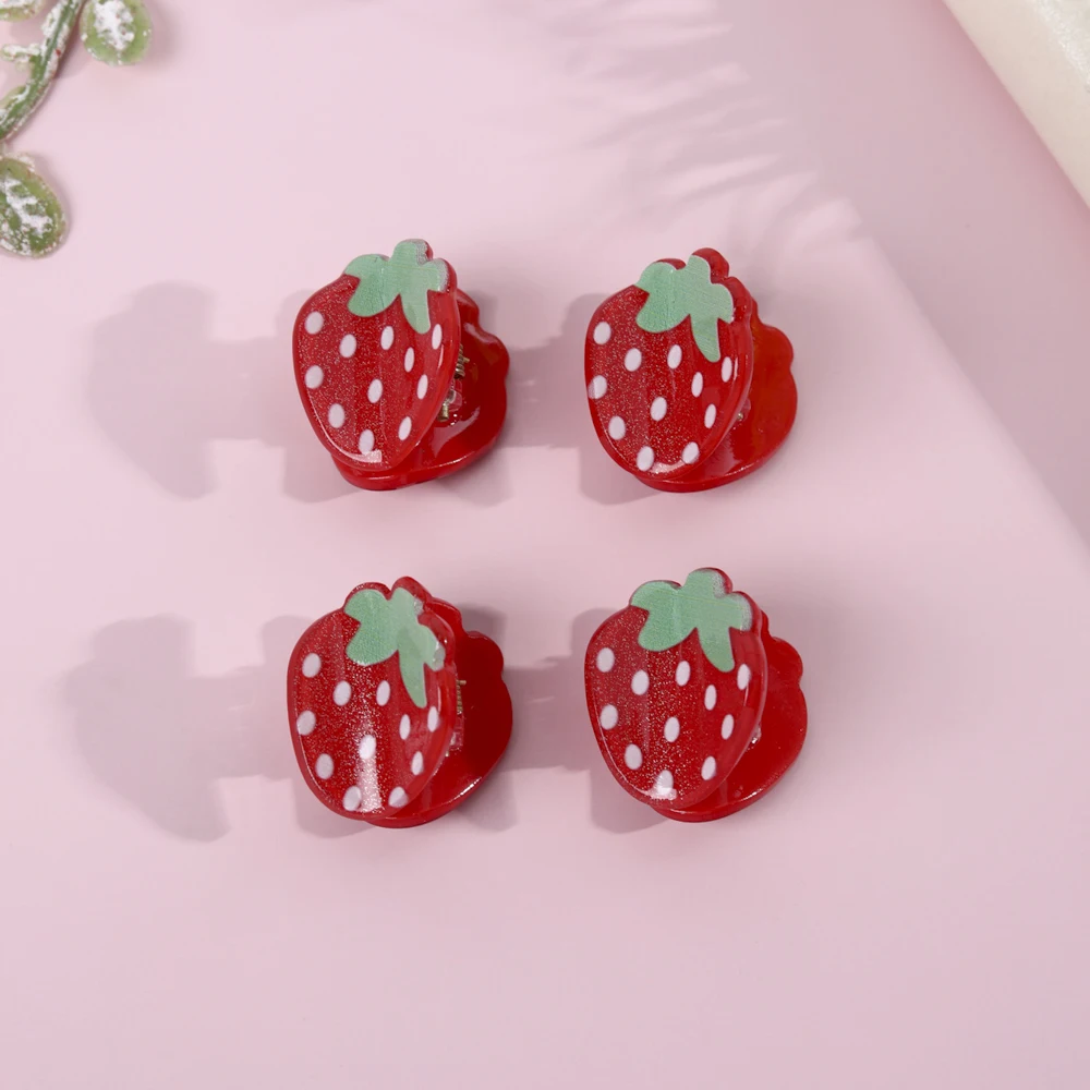 4 pçs acetato frutas grampos de cabelo garra bonito mini espumante morango meninas feminino trança lateral grampos de cabelo na moda acessórios para o cabelo presentes
