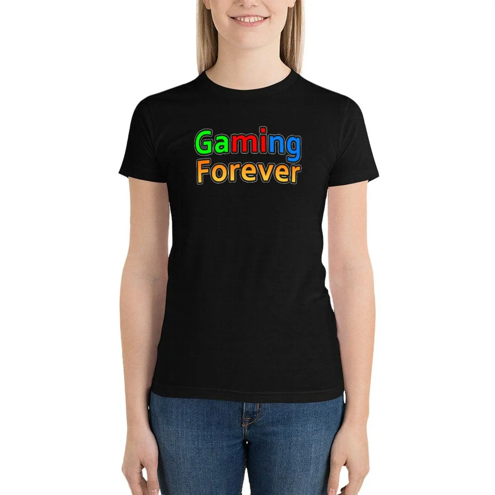 Gaming forever logo T-Shirt funny vintage clothes aesthetic clothes white t-shirt dress for Women sexy