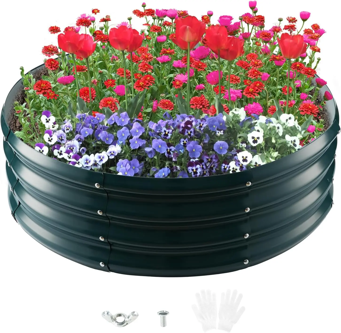 

Galvanized Raised Garden Bed for Gardening - 3x3x1ft Round Thickened Metal Planter Box Outdoor for Vegetables, Flowers,Herbs,Abo