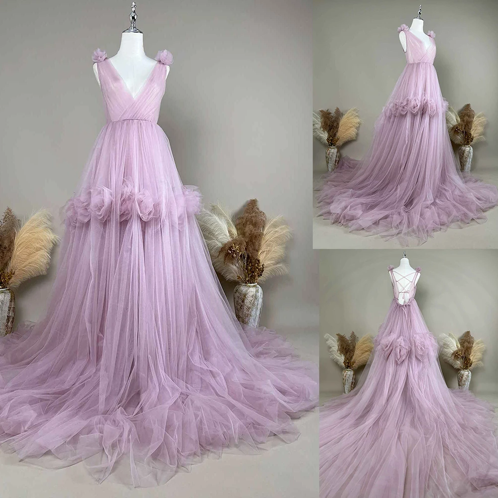 Illusion Shawl Dresses Ruffles Tulle Flower Women's Sexy Kimono Pregnant Party Sleepwear Women Bathrobe Sheer Robes Customized