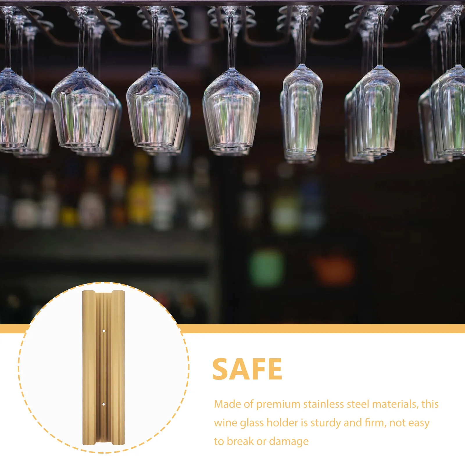 

Stainless Steel Glass Holder Rack Under Shelf Hanger Storage Organizer for Kitchen Bar Hotel Compact No Drill