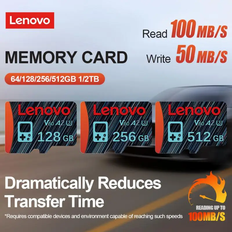 Lenovo การ์ดหน่วยความจำ A2 2TB Class 10 128GB V30 1TB SD Card Micro TF SD ความเร็วสูง256GB 512GB สำหรับแท็บเล็ต Nintendo SWITCH